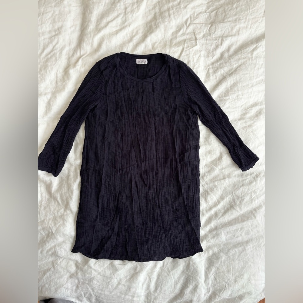Velvet inky navy gauze mini dress or tunic